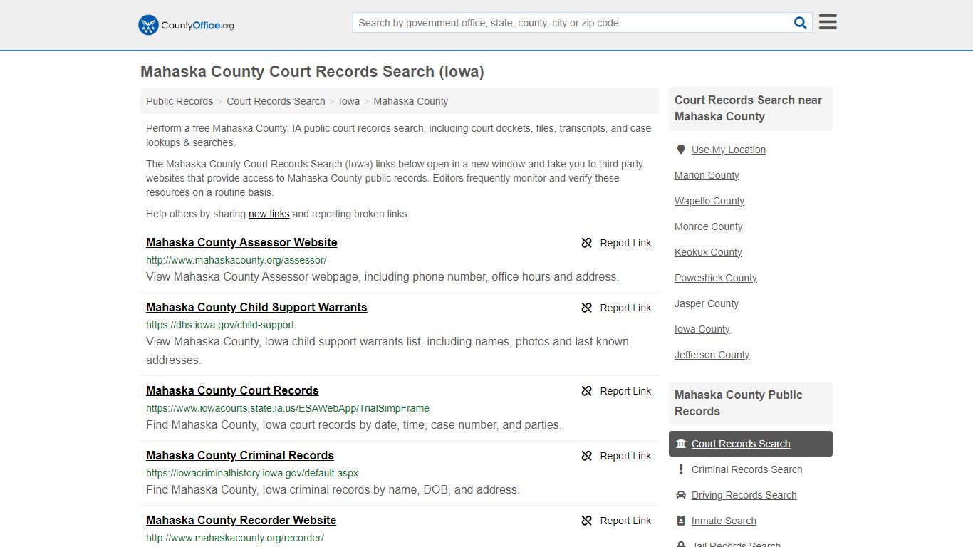 Mahaska County Court Records Search (Iowa) - County Office