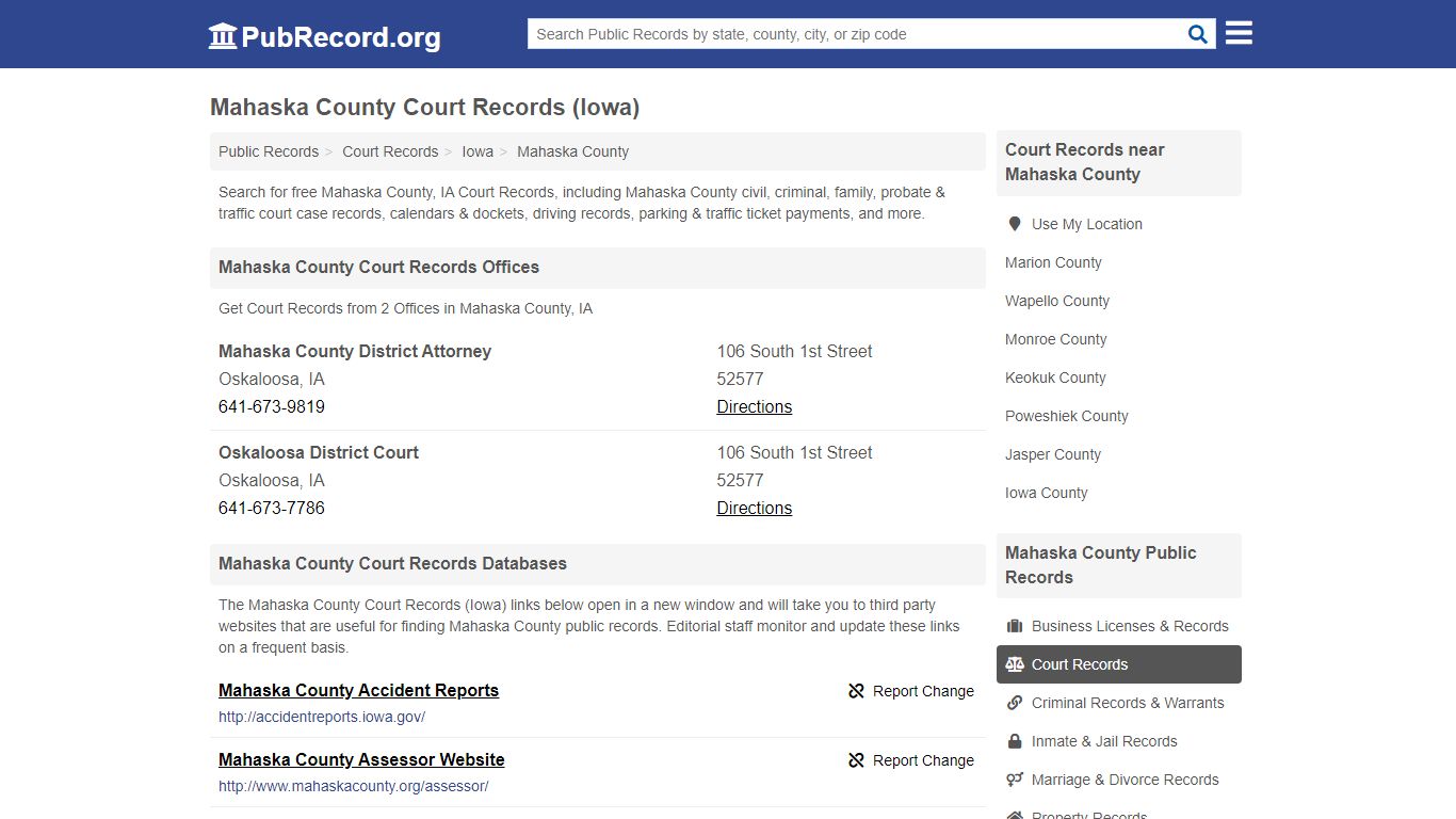 Free Mahaska County Court Records (Iowa Court Records) - PubRecord.org