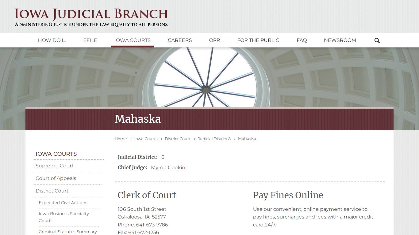 Mahaska | Judicial District 8 | Iowa Judicial Branch