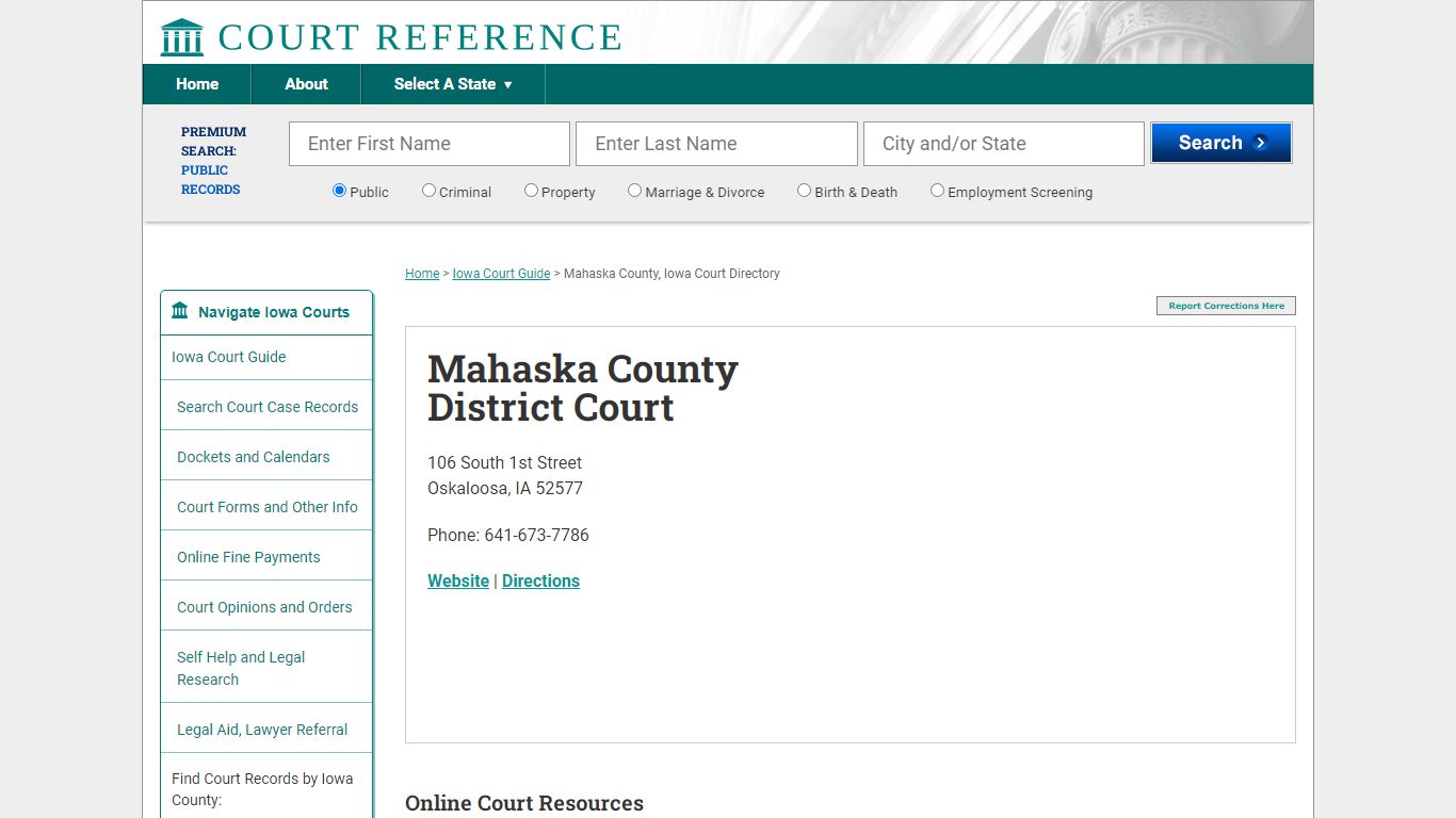 Mahaska County District Court